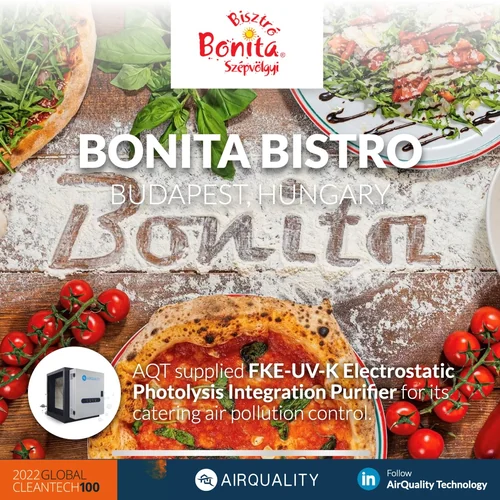 Bonita Bisztró – FKE-UV-K elektrosztatikus és UV-fokozatú levegőtisztító a konyhai elszívott levegőre