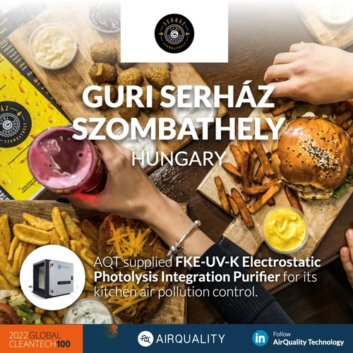Guri Serház – FKE-UV-K elektrosztatikus és UV-fokozatú levegőtisztító a konyhai elszívott levegőre