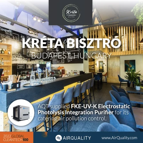 Kréta Bisztró – FKE-UV-K elektrosztatikus és UV-fokozatú levegőtisztító a konyhai elszívott levegőre